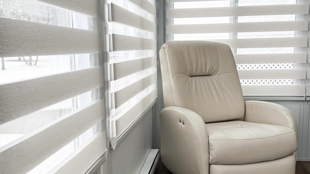 high quality duplex blinds white color with smart control from window curtain shop al barsha and plam jumairah